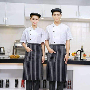 Planet Gates Cook Clothes Men Solid Single Breasted High Quality Kitchen Chef Uniforms Short-sleeved Restaurant Bakery Waiter Tops Shirt