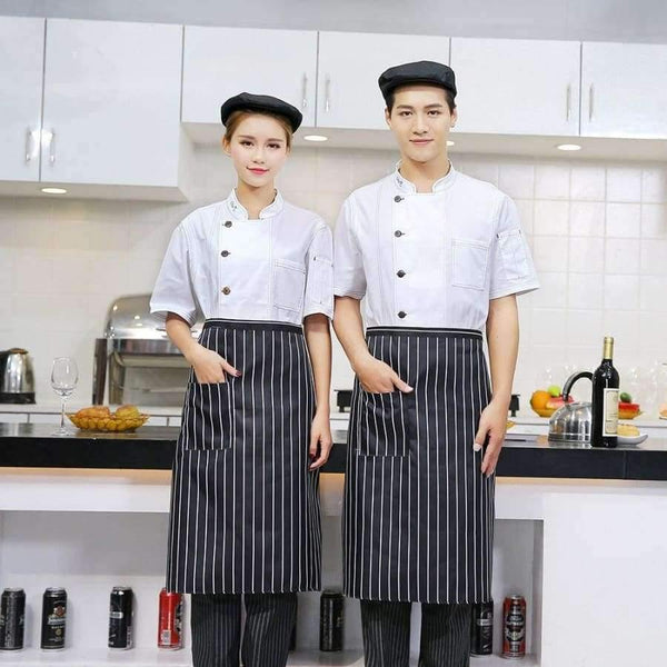 Planet Gates Cook Clothes Men Solid Single Breasted High Quality Kitchen Chef Uniforms Short-sleeved Restaurant Bakery Waiter Tops Shirt