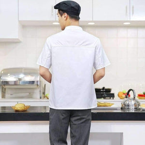 Planet Gates Cook Clothes Men Solid Single Breasted High Quality Kitchen Chef Uniforms Short-sleeved Restaurant Bakery Waiter Tops Shirt