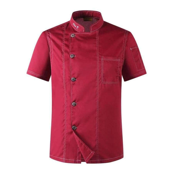 Planet Gates Cook Clothes Men Solid Single Breasted High Quality Kitchen Chef Uniforms Short-sleeved Restaurant Bakery Waiter Tops Shirt