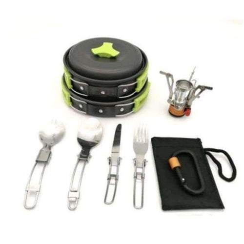 Planet Gates Cookware set 17Pcs Camping Cookware Mess Kit Lightweight & Durable Backpacking Gear & Hiking Outdoors Bug Out Bag Cooking Equipment Cookset