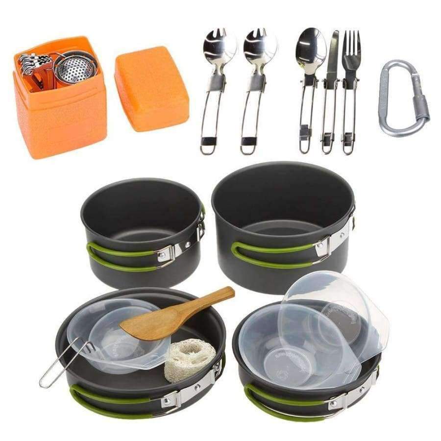 Planet Gates Cookware Set Multifunctional 3 Persons Portable Cooking Tableware Picnic Set Outdoor Hiking Pot Pans Bowls