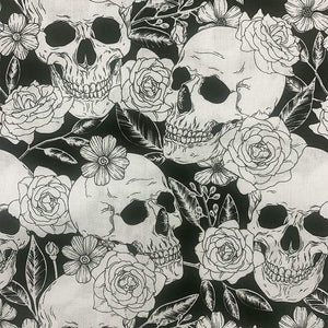 Planet Gates Cool 100% Cotton Fabric Black/White Bottom Skull Rose Pattern Digital Print Sewing Material DIY Home Patchwork Dress Clothing