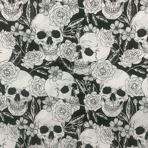 Planet Gates Cool 100% Cotton Fabric Black/White Bottom Skull Rose Pattern Digital Print Sewing Material DIY Home Patchwork Dress Clothing