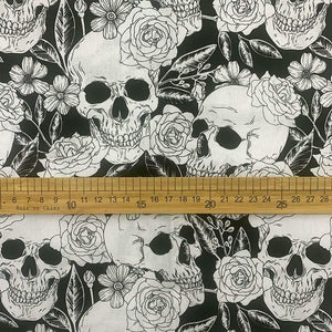 Planet Gates Cool 100% Cotton Fabric Black/White Bottom Skull Rose Pattern Digital Print Sewing Material DIY Home Patchwork Dress Clothing