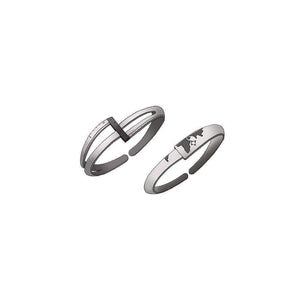 Planet Gates Coordinate N/S s925 Sterling Silver Couple Rings Asia Map Elegant Jewelry for Women Engagement Gift