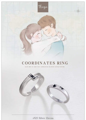 Planet Gates Coordinate N/S s925 Sterling Silver Couple Rings Asia Map Elegant Jewelry for Women Engagement Gift