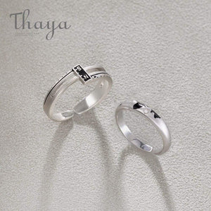 Planet Gates Coordinate N/S s925 Sterling Silver Couple Rings Asia Map Elegant Jewelry for Women Engagement Gift