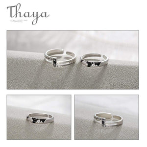 Planet Gates Coordinate N/S s925 Sterling Silver Couple Rings Asia Map Elegant Jewelry for Women Engagement Gift