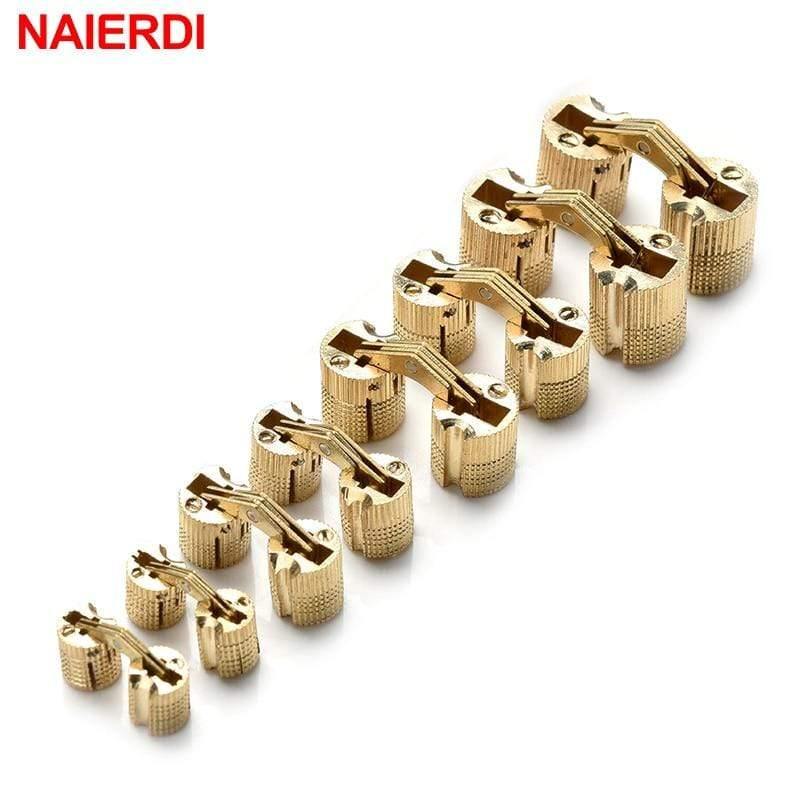 Copper Brass Furniture Hinges 8-18mm Cylindrical Hidden Cabinet Concealed Invisible Door Hinges For Hardware Gift Box