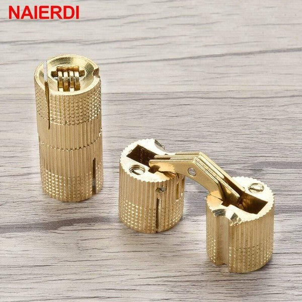 Copper Brass Furniture Hinges 8-18mm Cylindrical Hidden Cabinet Concealed Invisible Door Hinges For Hardware Gift Box
