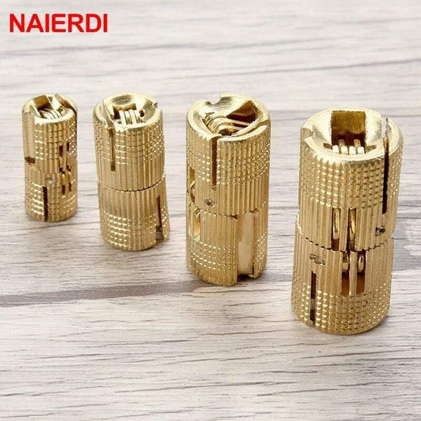 Copper Brass Furniture Hinges 8-18mm Cylindrical Hidden Cabinet Concealed Invisible Door Hinges For Hardware Gift Box