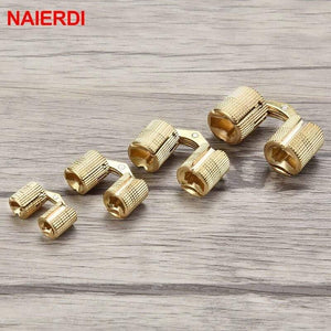 Copper Brass Furniture Hinges 8-18mm Cylindrical Hidden Cabinet Concealed Invisible Door Hinges For Hardware Gift Box