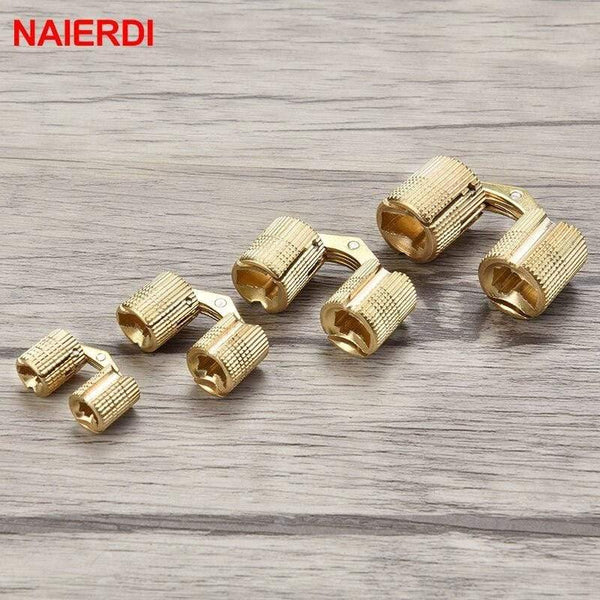 Copper Brass Furniture Hinges 8-18mm Cylindrical Hidden Cabinet Concealed Invisible Door Hinges For Hardware Gift Box