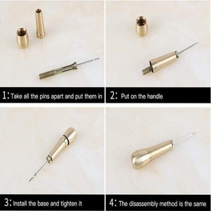 Planet Gates Copper Handle Canvas Leather Tent Sewing Awl Shoes Repair Tool Punch Hand Stitching Leather Craft Needle Sewing Supplies