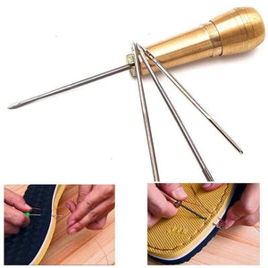 Planet Gates Copper Handle Canvas Leather Tent Sewing Awl Shoes Repair Tool Punch Hand Stitching Leather Craft Needle Sewing Supplies