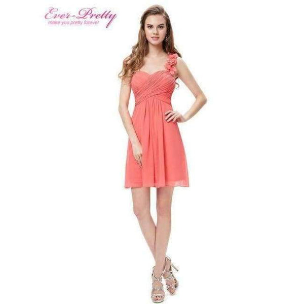 Planet Gates Coral / 12 Cocktail Dresses Pink Chiffon Short Dresses Elegant Ever Pretty EP03535 A Line 2018 Special Occasion Party Dresses