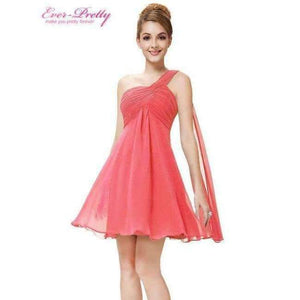 Planet Gates Coral / 4 Cocktail Dresses Ever Pretty HE03537 One Shoulder Ruffles Padded Chiffon Short Vestido 2018 Cocktail Dresses