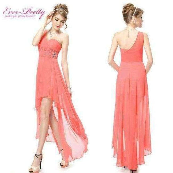 Planet Gates coral / 4 Evening Dresses Ever-Pretty  Sexy One Shoulder Chiffon Fashion 2018 Fashion Vestidos Evening Dresses