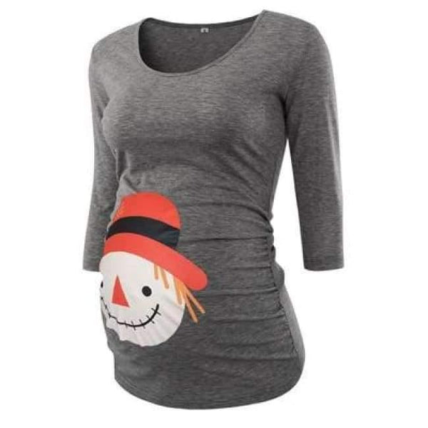 Planet Gates Coral Red / L Women's Blouse Maternity Clothes Side Ruched 3 Quarter Sleeve Maternity Scoop Neck Jersey Top Pregnancy Clothes for Women Tops