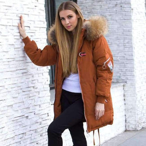 Planet Gates Coral Red / M Jacket Large Real Raccoon Fur Winter Jacket Women 2018 Warm Thicken Hood Winter Coat Women's Cotton Down Parka Plus Size