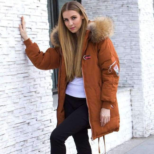 Planet Gates Coral Red / M Jacket Large Real Raccoon Fur Winter Jacket Women 2018 Warm Thicken Hood Winter Coat Women's Cotton Down Parka Plus Size