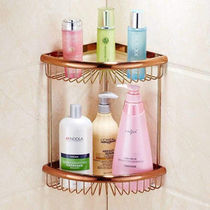 Planet Gates Corner Shelf 2 Tier Gold Bathroom Accessories Brass Wall Mounted Toilet Brush Paper Towel Holder Rack Glass Shelf Bath Hardware Set
