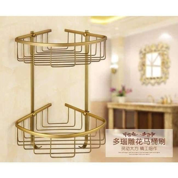 Planet Gates corner shelf European Bronze Brushed Bathroom Accessories Solid Brass Carved Bathroom Product Antique Brass Carved Bathroom Hardware Sets
