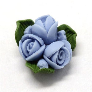 Planet Gates CornflowerBlue 50pcs Handmade Porcelain Flower Cabochons China Clay Beads DIY Jewelry Making about 15.5~17.5mm long 15~17mm wide 8~9mm thick