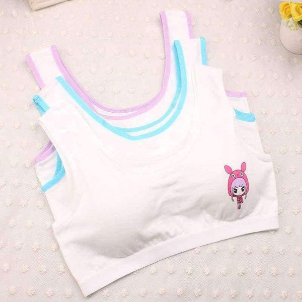 Planet Gates Cotton Cartoon Bra For Young Girls Kids Teenage Underwear Wireless Small Training Puberty Bras Undergarment Clothes