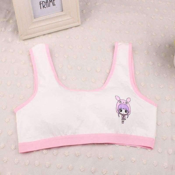 Planet Gates Cotton Cartoon Bra For Young Girls Kids Teenage Underwear Wireless Small Training Puberty Bras Undergarment Clothes