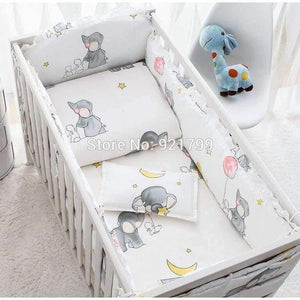 Planet Gates Cotton Cartoon Soft Baby Bedding Sets Gray Elephant  Baby Crib bumper Include Pillow/ Bumpers/ Sheet/Quilt Cover Baby Bumpers