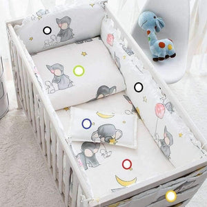 Planet Gates Cotton Cartoon Soft Baby Bedding Sets Gray Elephant  Baby Crib bumper Include Pillow/ Bumpers/ Sheet/Quilt Cover Baby Bumpers