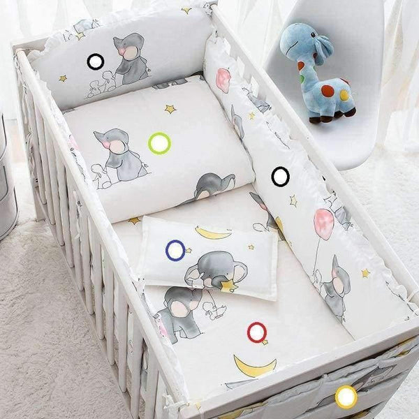 Planet Gates Cotton Cartoon Soft Baby Bedding Sets Gray Elephant  Baby Crib bumper Include Pillow/ Bumpers/ Sheet/Quilt Cover Baby Bumpers