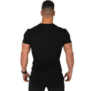 Cotton Casual Short Sleeve T Shirt Men Gyms Fitness Slim T-shirt Summer O-Neck Black Print Tee Tops Male Jogger Workout Clothing