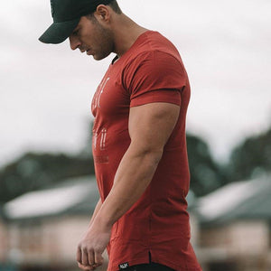 Cotton Casual Short Sleeve T Shirt Mens Gyms Fitness Slim T-shirt Summer New Fashion Print Tee Tops Male Jogger Workout Clothing