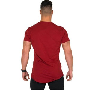 Cotton Casual Short Sleeve T Shirt Mens Gyms Fitness Slim T-shirt Summer New Fashion Print Tee Tops Male Jogger Workout Clothing