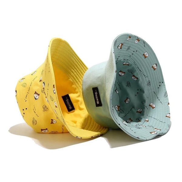 Planet Gates Cotton Double sided cartoon dog print Bucket Hat Fisherman Hat outdoor travel hat Sun Cap hats for Men and Women 261