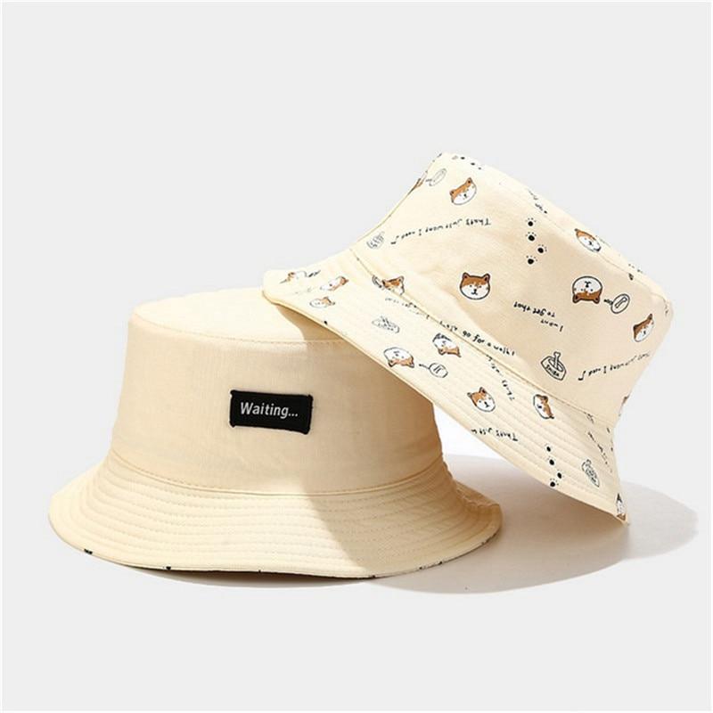 Planet Gates Cotton Double sided cartoon dog print Bucket Hat Fisherman Hat outdoor travel hat Sun Cap hats for Men and Women 261