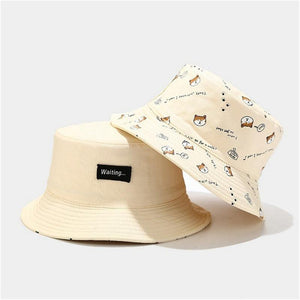 Planet Gates Cotton Double sided cartoon dog print Bucket Hat Fisherman Hat outdoor travel hat Sun Cap hats for Men and Women 261