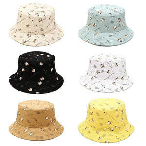 Planet Gates Cotton Double sided cartoon dog print Bucket Hat Fisherman Hat outdoor travel hat Sun Cap hats for Men and Women 261