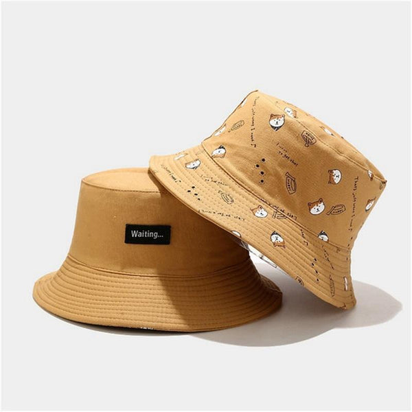Planet Gates Cotton Double sided cartoon dog print Bucket Hat Fisherman Hat outdoor travel hat Sun Cap hats for Men and Women 261