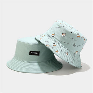 Planet Gates Cotton Double sided cartoon dog print Bucket Hat Fisherman Hat outdoor travel hat Sun Cap hats for Men and Women 261