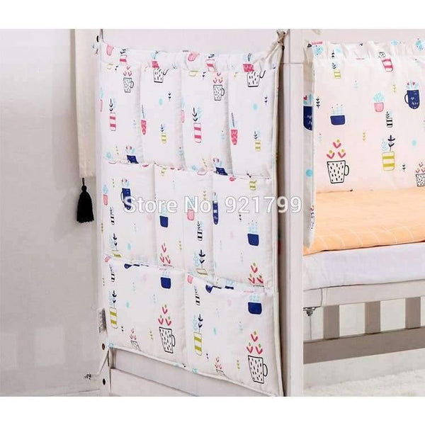 Planet Gates Cotton Grey Baby Bed Hanging Storage Bag Newborn Crib Organizer Toy Diaper Pocket for Babies Bedding Set 50*60CM