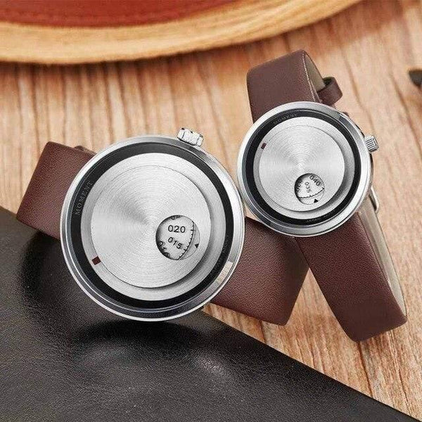 Planet Gates couple 2 watch brown Watch Men Women Unique Couple Wrist Watches Lover Gift Clock Creative Dial Wristwatch Casual Male Female Quartz Clock