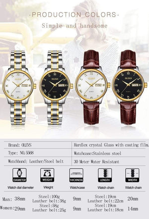 Planet Gates Couple watch 1 pair Luxury Brand Lover Watch Women Waterproof Couples Watches Female Wristwatches Quartz Men Stainless Steel Watch 1Pair