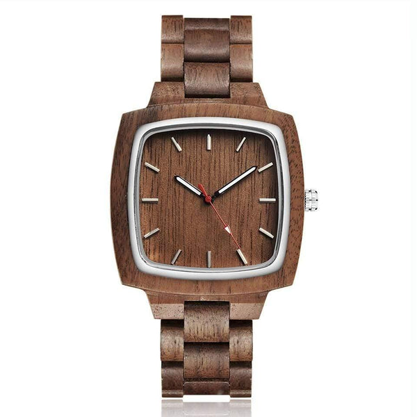 Planet Gates Couple Watch Men Women Lover Gift Wrist Watches Male Female Brown Walnut Wood Square Dial Quartz Wristwatch Reloj Clock