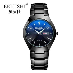 Часовници за двойки Planet Gates 2018 Висококачествен волфрамов стоманен черен ръчен часовник за мъже и жени Гривна Дамски часовник Reloj Hombre Lover Saat