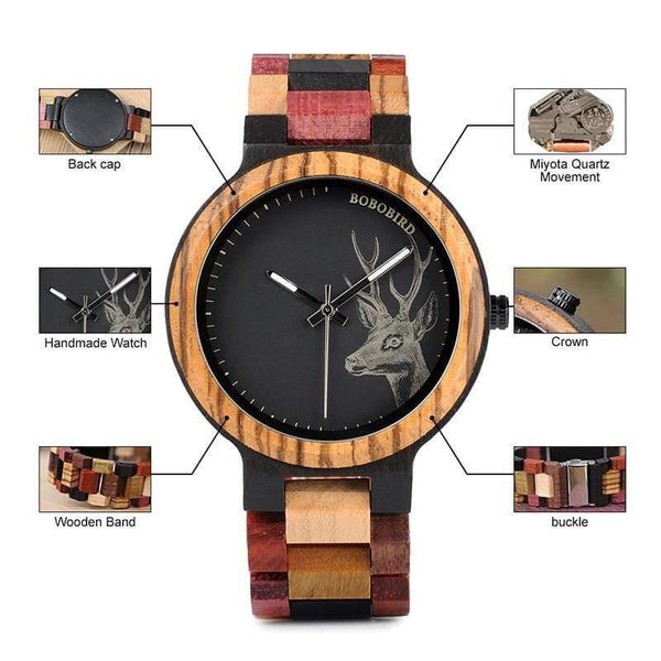Planet Gates Couple Wooden Watches Men Women Quartz Lover's Wrist watch Ladies Elk Deer Quartz Wrist Watch gift erkek kol saati