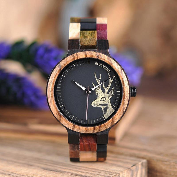 Planet Gates Couple Wooden Watches Men Women Quartz Lover's Wrist watch Ladies Elk Deer Quartz Wrist Watch gift erkek kol saati